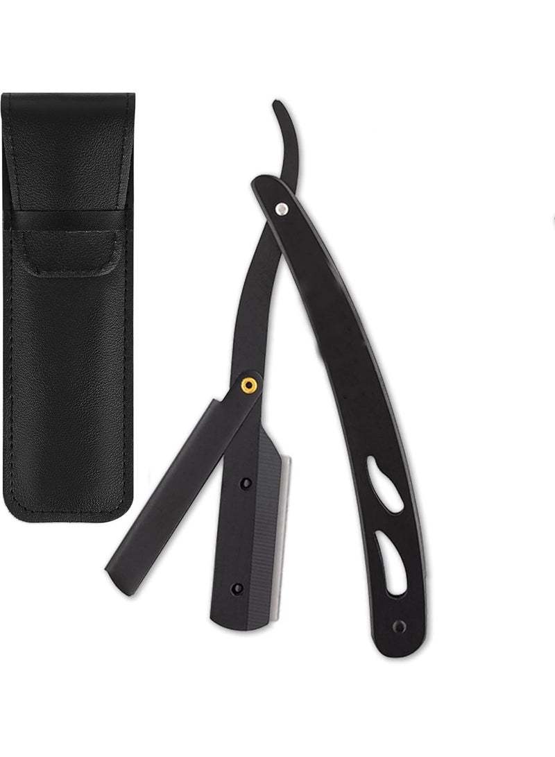 MJZ Cut Straight Razor for Men with 10pcs Blades- Premium Single Derby Blade Cutthroat Razor - Barber Straight Edge Razor Kit -  Stainless Steel Single Blade Barber Quality Moustache & Beard Shaving Razor - Includes Leather Case - Image 1